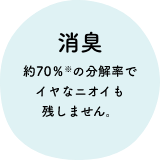 消臭 ニオイ成分の分解率が、市販の合成洗剤の約10倍(※1)です。